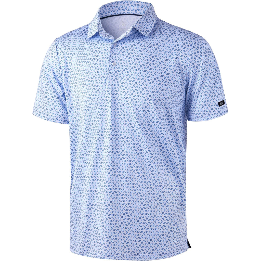 Obla Mens Golf Polo Shirts Short Sleeve Dry Fit Performance Moisture Wicking Casual Print Collared Golf Shirts For Men