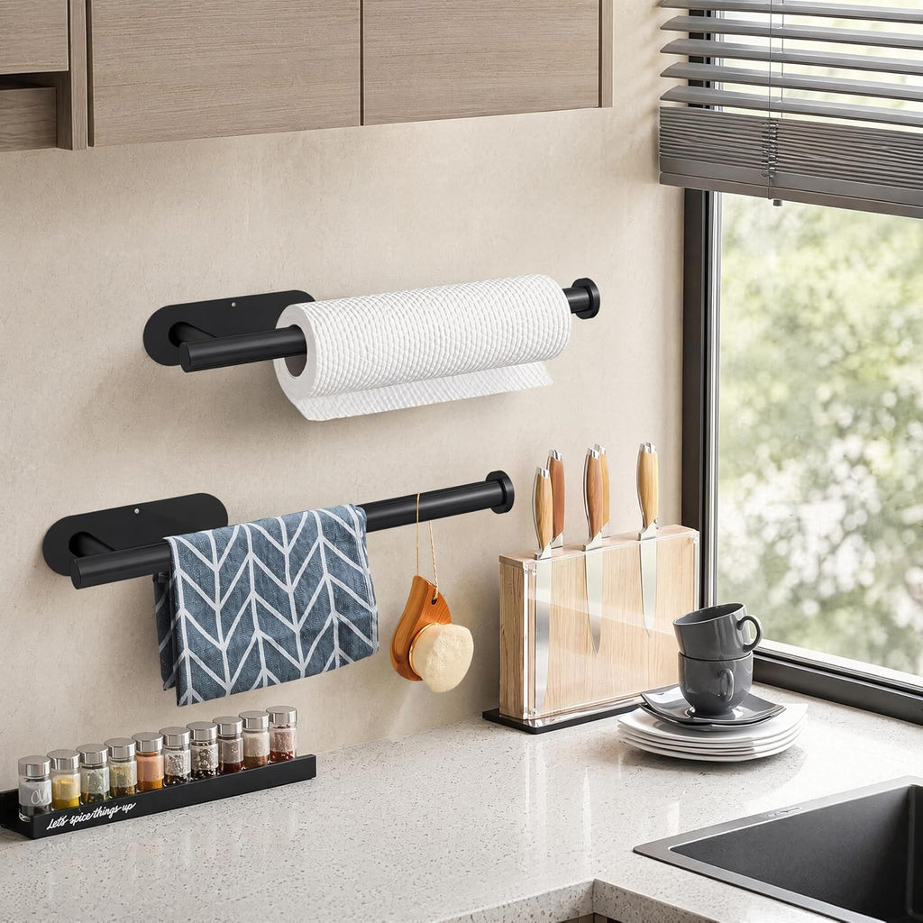 Dekava Paper Towel Holder Under Cabinet Wall Mount For Kitchen Paper Towel, Self-Adhesive Paper Towel Bar, Paper Towel Rack, Stainless Steel 13 Inch