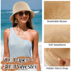 Mesh Woven Bucket Sun Hats For Women Floppy Wide Brim Beach Bucket Hat Foldable Lightweight Uv Protection Summer Cap
