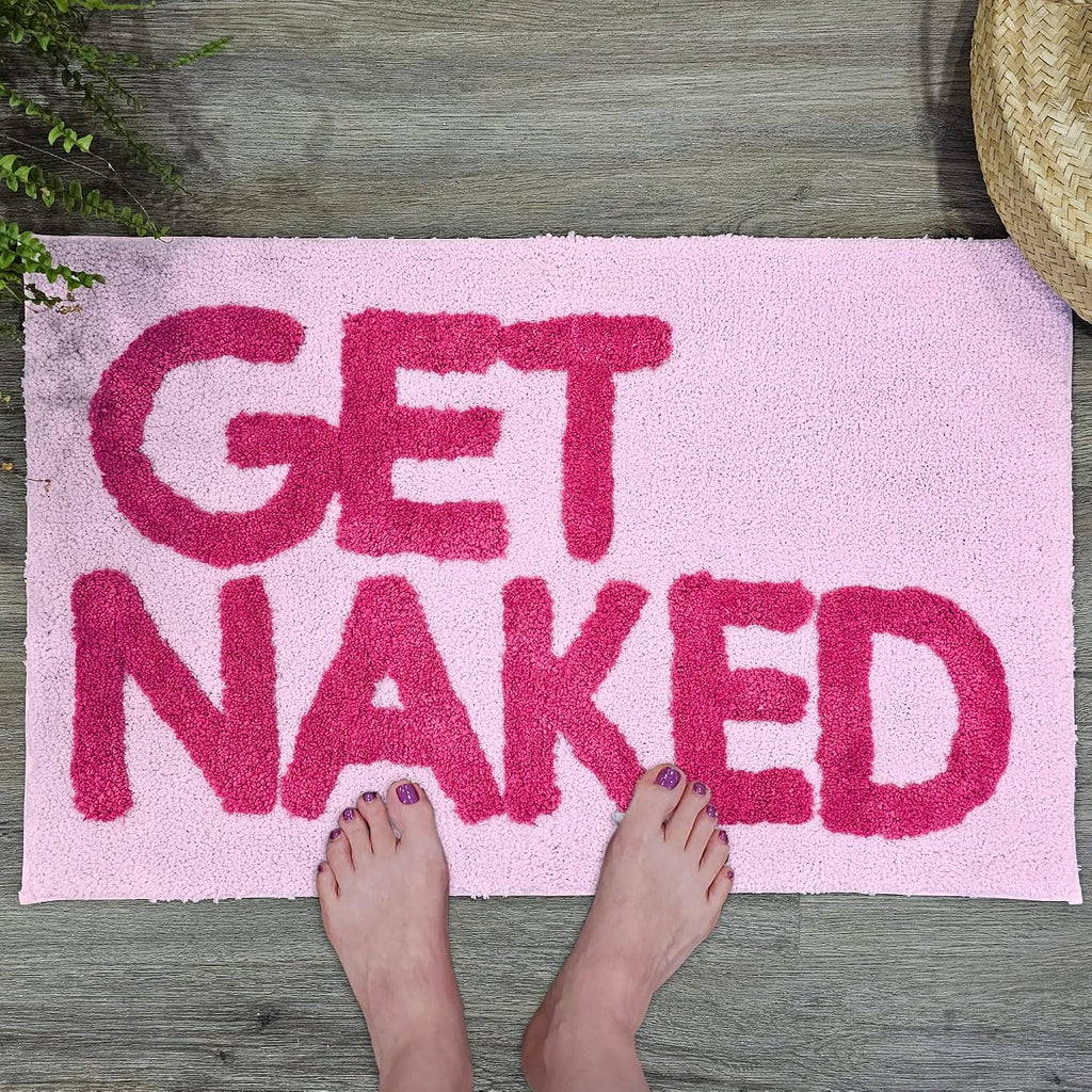 Get Naked Bath Mat Pink - Hot Pink Bathroom Rug, 31" X 20"