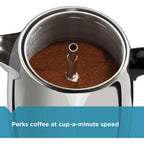 Farberware Electric Coffee Percolator, FCP240, Stainless Steel Basket, Automatic Keep Warm, No-Drip Spout, 4 Cup, Black/Silver