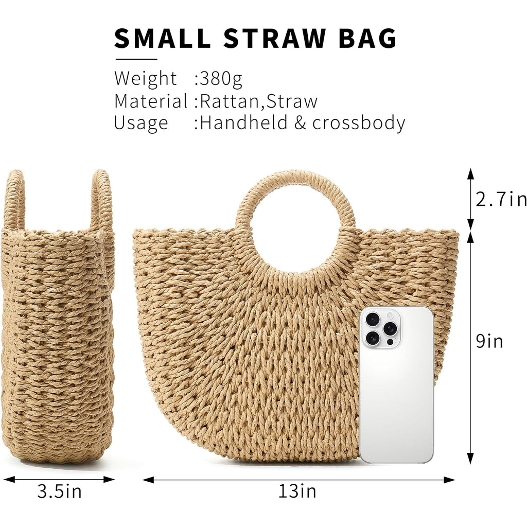 Summer Straw Beach Tote Bag For Women,Crossbody Bags Boho Purse,Handmade Straw Rattan Woven Handbag For Travel 2026