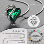Leafael Mothers Day Gift Necklaces for Women, Infinity Love Birthstone Heart Crystal Pendant, Birthday Anniversary Jewelry for Wife, Mom, and Her, Silver Plated, 18" + 2" Adjustable Chain