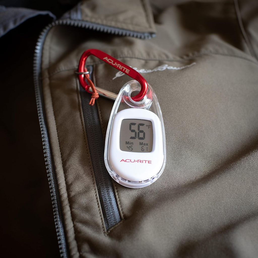 Acurite Portable Digital Thermometer For Indoor Or Outdoor Temperature With Carabiner Clip (00333)