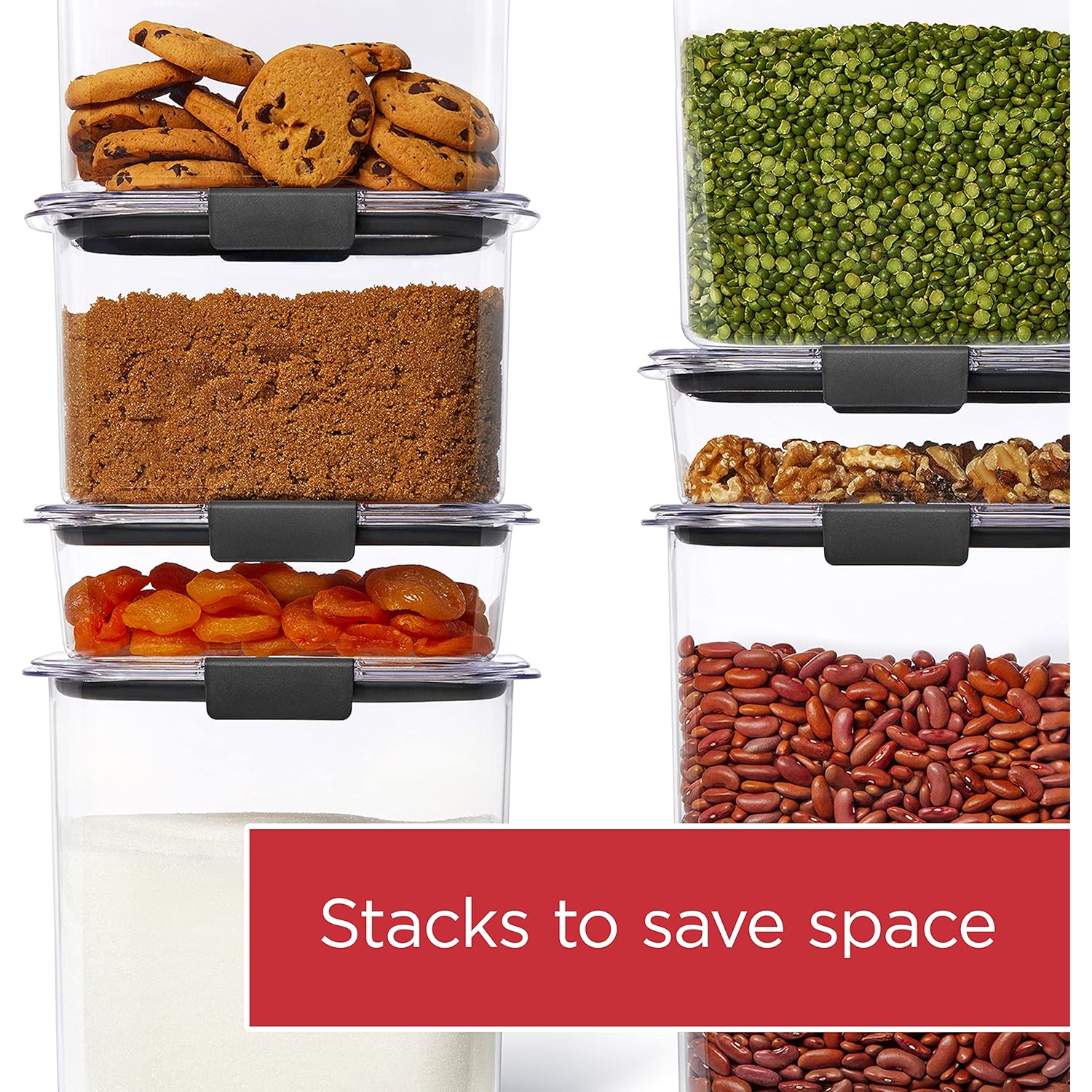 Rubbermaid Brilliance 16-Cup Airtight Food Storage Container with Lid Clear/Grey - optimal for pantry organization flour sugar and food storage
