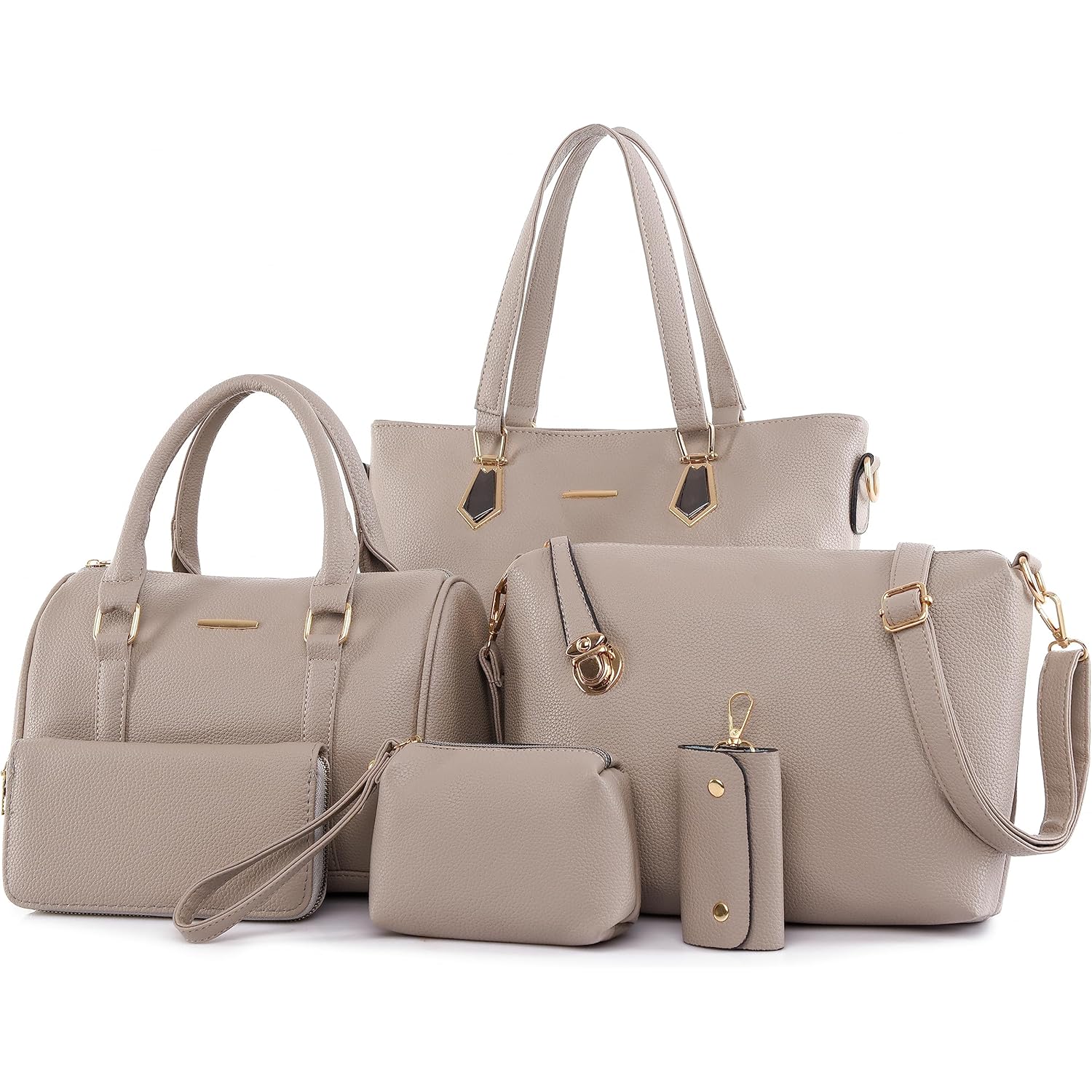 OTMIPIML Purses and Handbags for Women Synthetic Leather Tote Crossbody Bags Satchel Purses Set 6pcs | Set, 6pcs, Set, 6pcs
