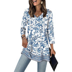3/4 Length Sleeve Womens Tops Dressy Casual Plus Size Tunics to Wear with Leggings