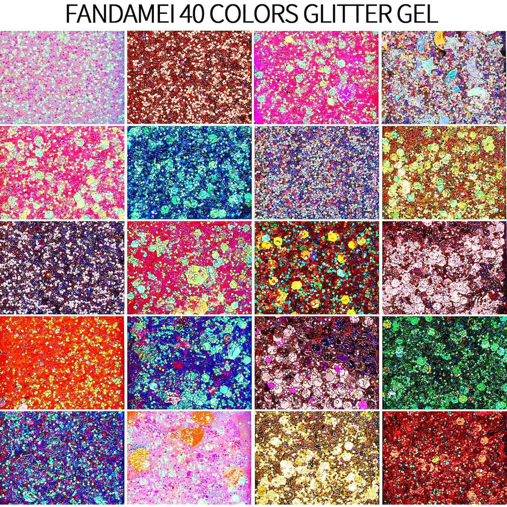 Fandamei 40 Colors Face Glitter, Face Paint Glitter Gel - Face Glitter For Women Girls, No Glue Needed, Multi-Purpose Glitter Makeup For Hair Face Body Halloween Rave Carnival