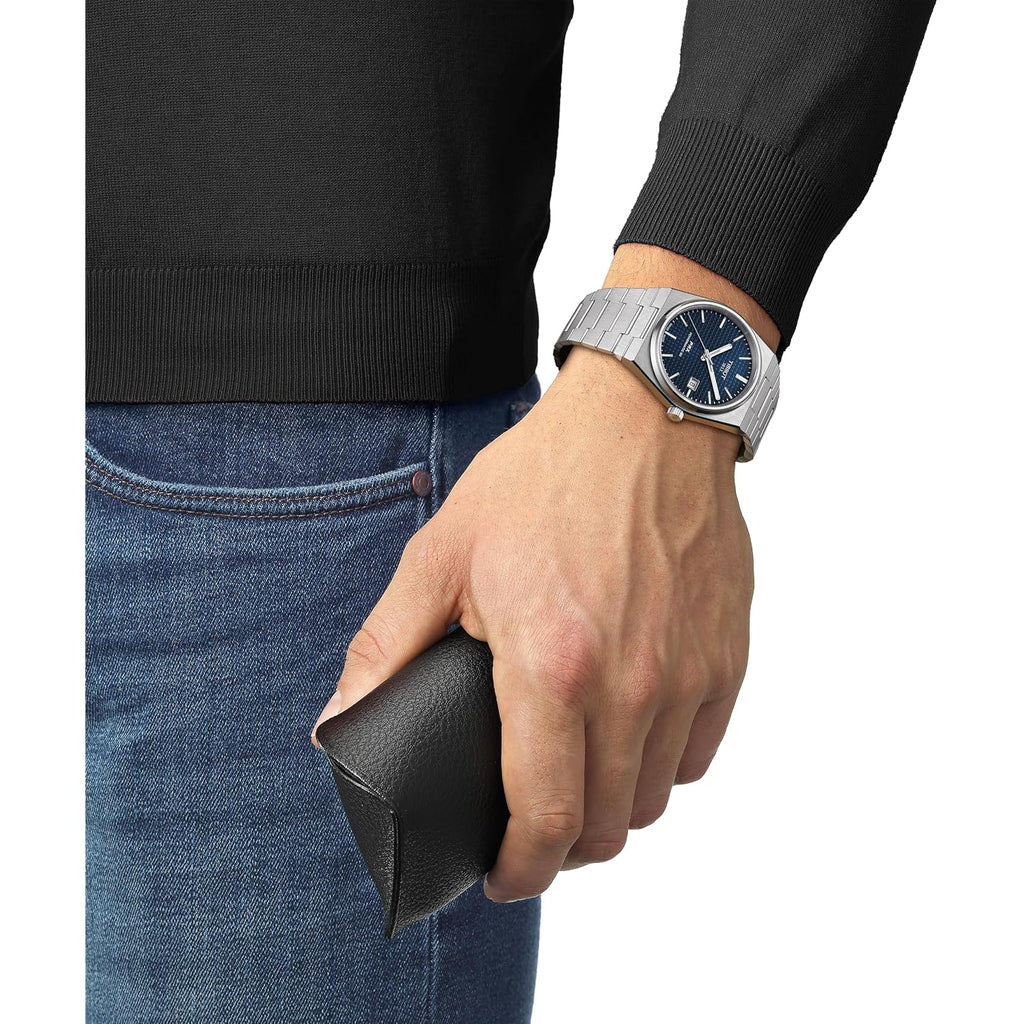 Tissot Prx Swiss Automatic Watch For Men, Blue Dial, Stainless Steel, 40 Mm Case, T1374071104100