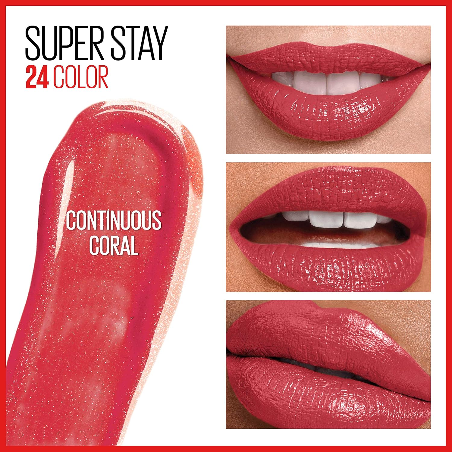Maybelline Super Stay 24, 2-Step Liquid Lipstick Makeup, Long Lasting Highly Pigmented Color With Moisturizing Balm, Continuous Coral, Coral Pink, 1 Count