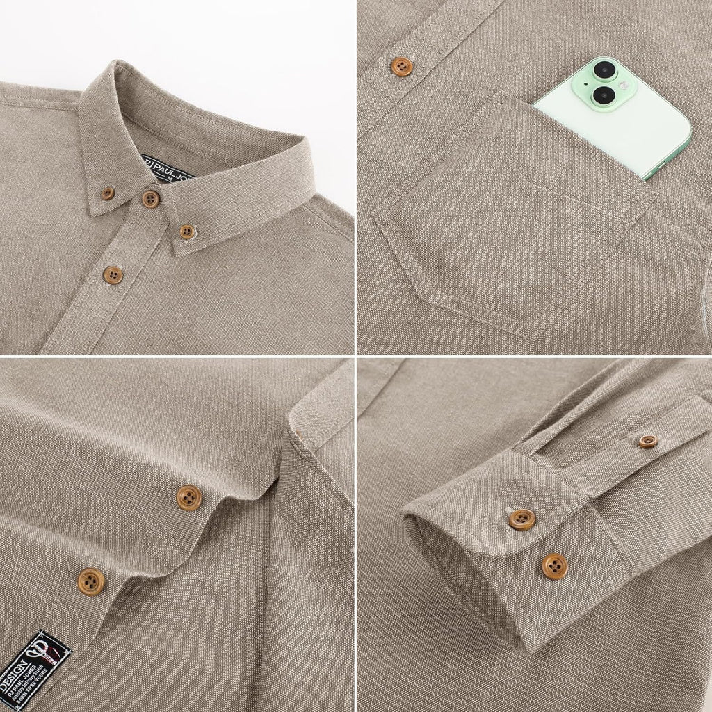 Pj Paul Jones Mens Classic Fit Linen Shirts Long Sleeve Button Down Business Casual Shirts