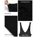Merokeety Womens Summer Bodycon Knit Midi Dress 2026 Deep V Neck Sleeveless Baby Shower Vacation Ribbed Long Sweater Dresses