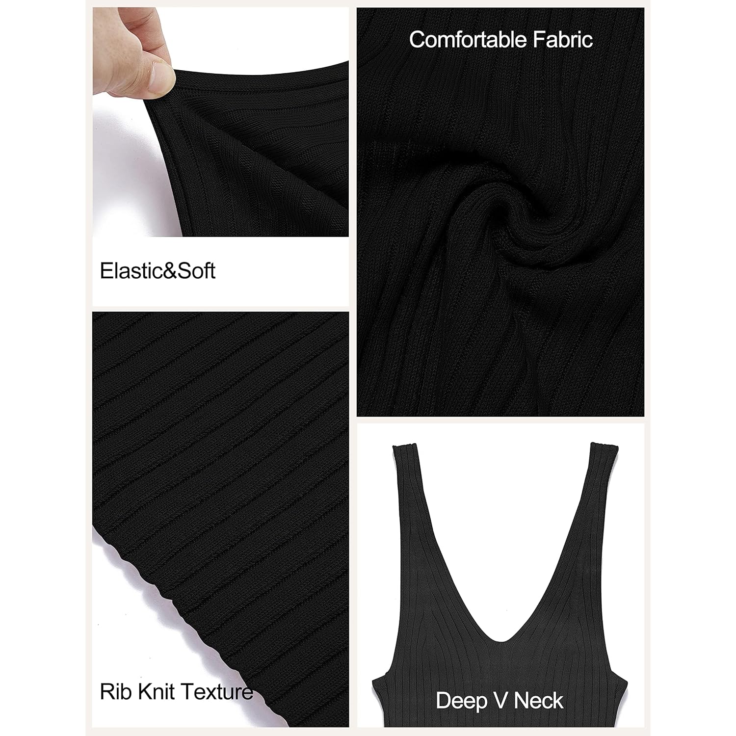 Merokeety Womens Summer Bodycon Knit Midi Dress 2026 Deep V Neck Sleeveless Baby Shower Vacation Ribbed Long Sweater Dresses