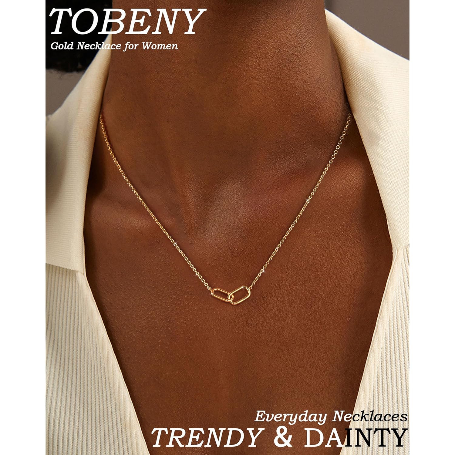 TOBENY Gold Necklace for Women Trendy 14K Gold Plated Dainty Bow Heart Cross Pendant Necklaces Cute Simple Pearl Diamond Paperclip Butterfly Italian Horn Choker Necklaces for Women Gift Jewelry