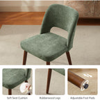 Usaint Wooden Dining Chairs Set Of 4, Fabric Dining Room Chairs, Green