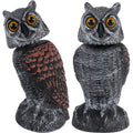 Hausse 2 Pack Fake Owl Decoys To Scare Birds Away, Rotating Head Plastic Owl Bird Deterrents, 10.6 Inch Height Bird Scarecrow Nature Enemy Horned Pest Repellent For Outdoor Garden Yard