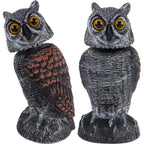Hausse 2 Pack Fake Owl Decoys To Scare Birds Away, Rotating Head Plastic Owl Bird Deterrents, 10.6 Inch Height Bird Scarecrow Nature Enemy Horned Pest Repellent For Outdoor Garden Yard