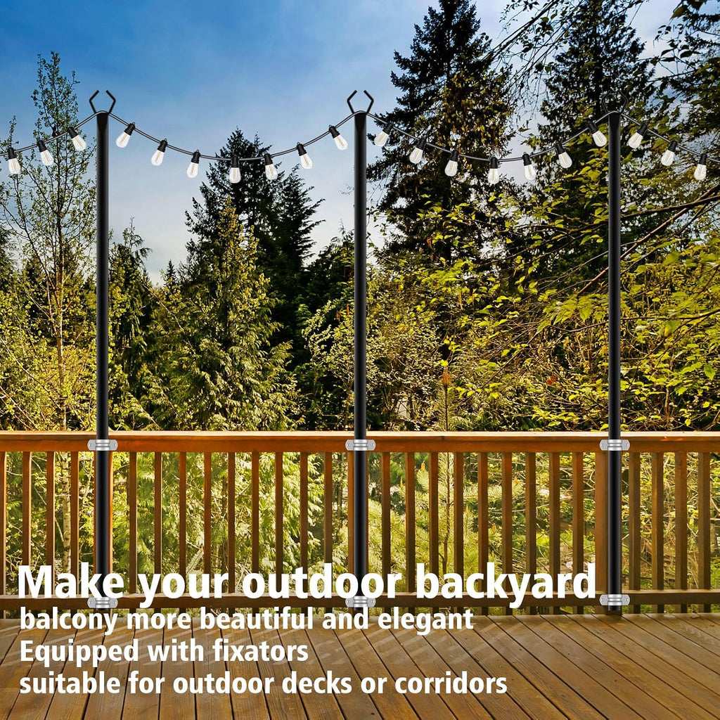 Beizelte 4 Pack 10Ft String Light Poles,Light Poles For Outside Lights With Fork,Outdoor Brackets Hanging Lights,Metal Stand For Deck Patio,Backyard,Wedding,Deck,Party