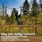 Beizelte 4 Pack 10Ft String Light Poles,Light Poles For Outside Lights With Fork,Outdoor Brackets Hanging Lights,Metal Stand For Deck Patio,Backyard,Wedding,Deck,Party