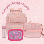 Bentgo Prints Kids Lunch Bag - Double-Insulated, Reusable, For Kids 3+, Adjustable Strap; Holds Kids Lunch Box/Water Bottle; Easy-Clean, Water-Resistant, Pockets (Glitter - Petal Pink)