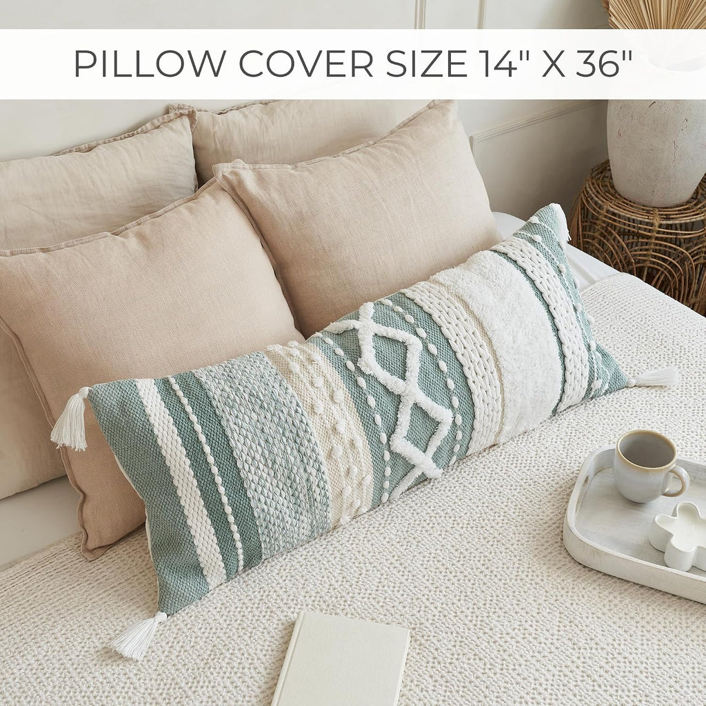 Zicoto Decorative Boho Lumbar Pillow Cover 14X36 – Beautiful Throw Pillow With Soft Texture For Bed, Couch Decor Or As Body Cushion – A Stylish Addition To Your Bedroom