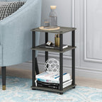 Furinno Just Side Table, 3-Tier End Table, Open Shelves Night Stand, Bedside Table, Toolless Assembly, For Living Room, Bedroom, Bathroom, French Oak