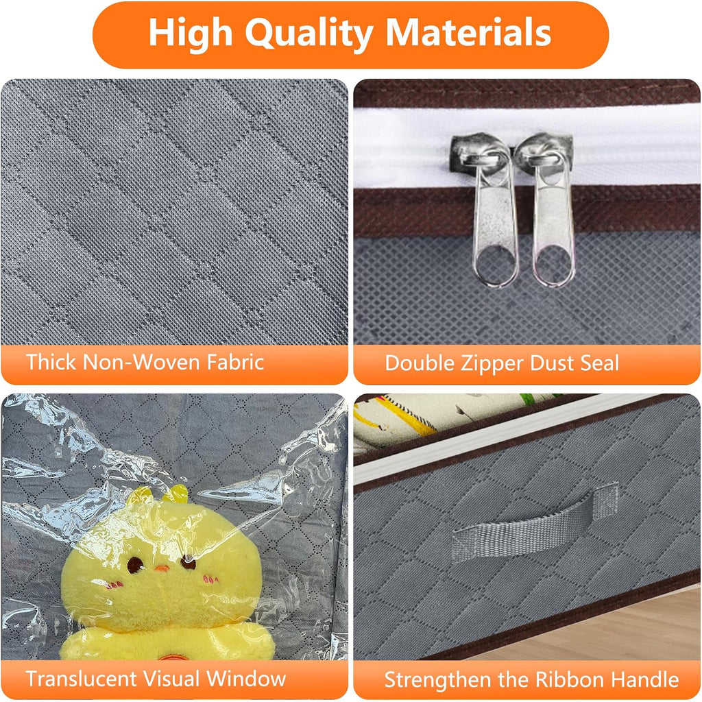 90L Under Bed Storage Containers,4-Pack Closet Organizers And Storage Bins,For Organization And Storage Clothes, Shoes, Blankets & Pillows,Visible Transparent Top Storage Bins With Lids, Grey