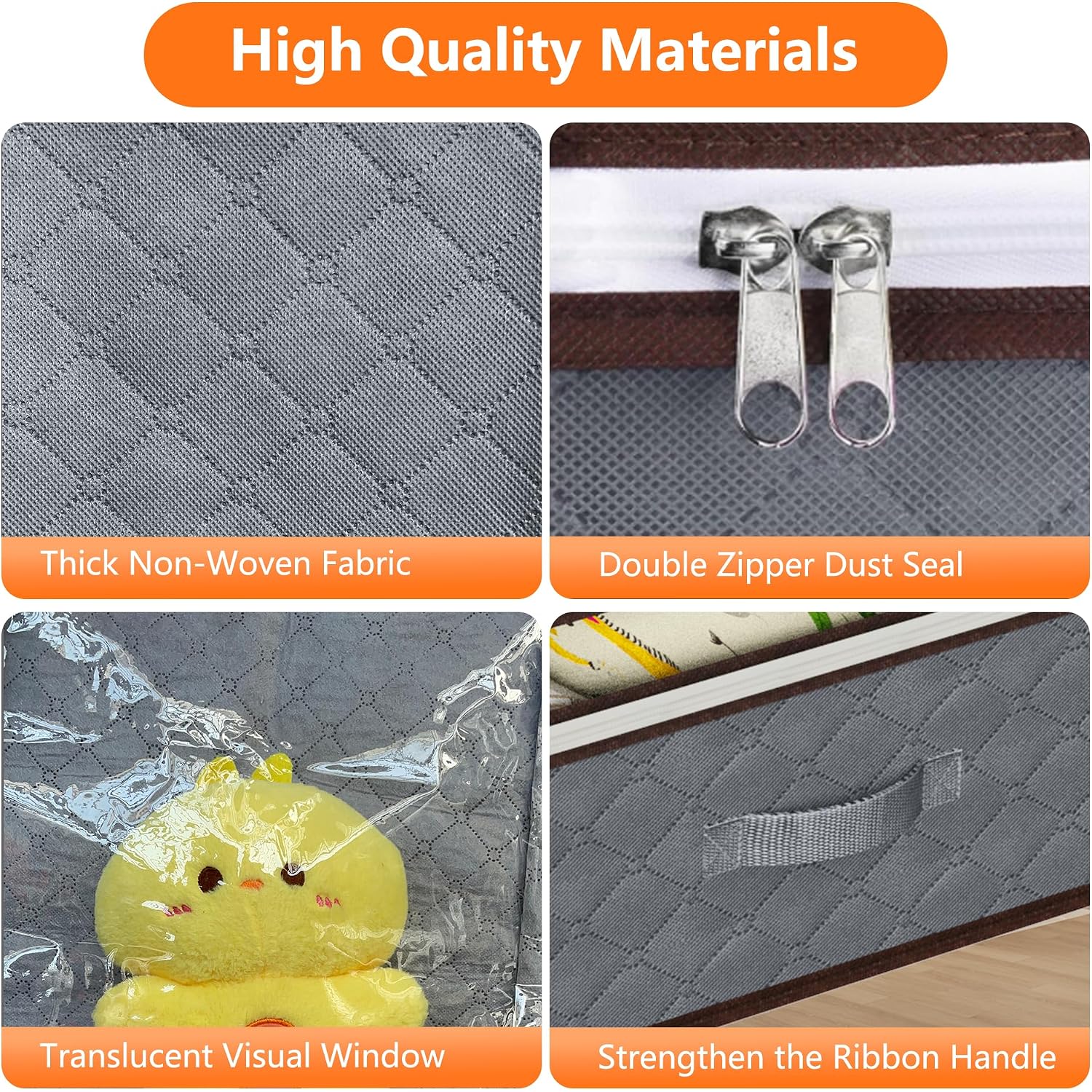 90L Under Bed Storage Containers,4-Pack Closet Organizers And Storage Bins,For Organization And Storage Clothes, Shoes, Blankets & Pillows,Visible Transparent Top Storage Bins With Lids, Grey