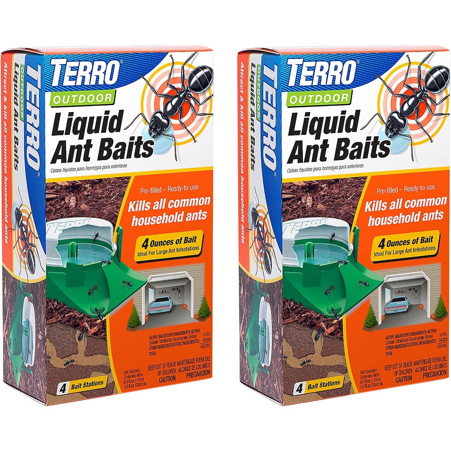 Terro T1804Sr Outdoor Ready-To-Use Liquid Ant Bait Killer And Trap - Kills Common Household Ants - 8 Bait Stations | Ready-To-Use Ant Killer Traps, Kills Common Household Ants Including Acrobat, Crazy, Ghost And Little Black Ants, T1804Sr
