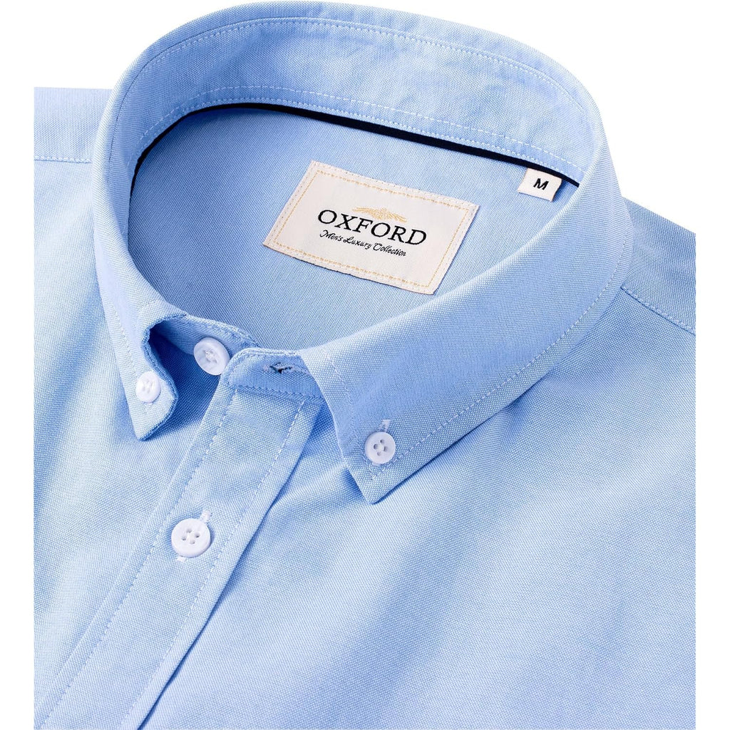 Alimens & Gentle Men'S Short Sleeve Oxford Shirt Regular Fit Button Down Collar Shirts With Pocket