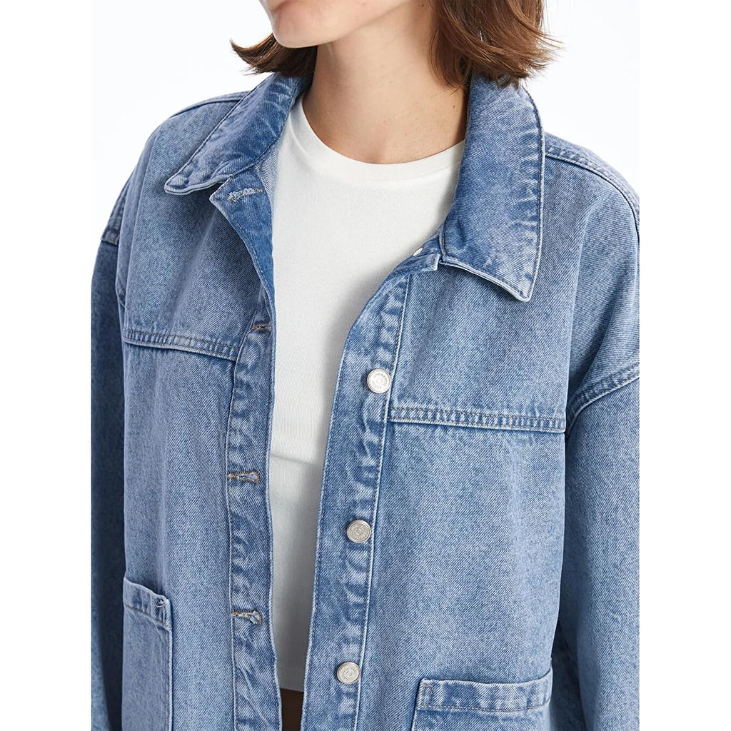 Jean Jackets For Women Trendy Button Up Denim Shirt Jacket Oversized Long Sleeve Coat Fashion Clothes With Pockets