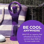 O2Cool Elite Handheld Misting Fan Battery Powered Purple | Yes