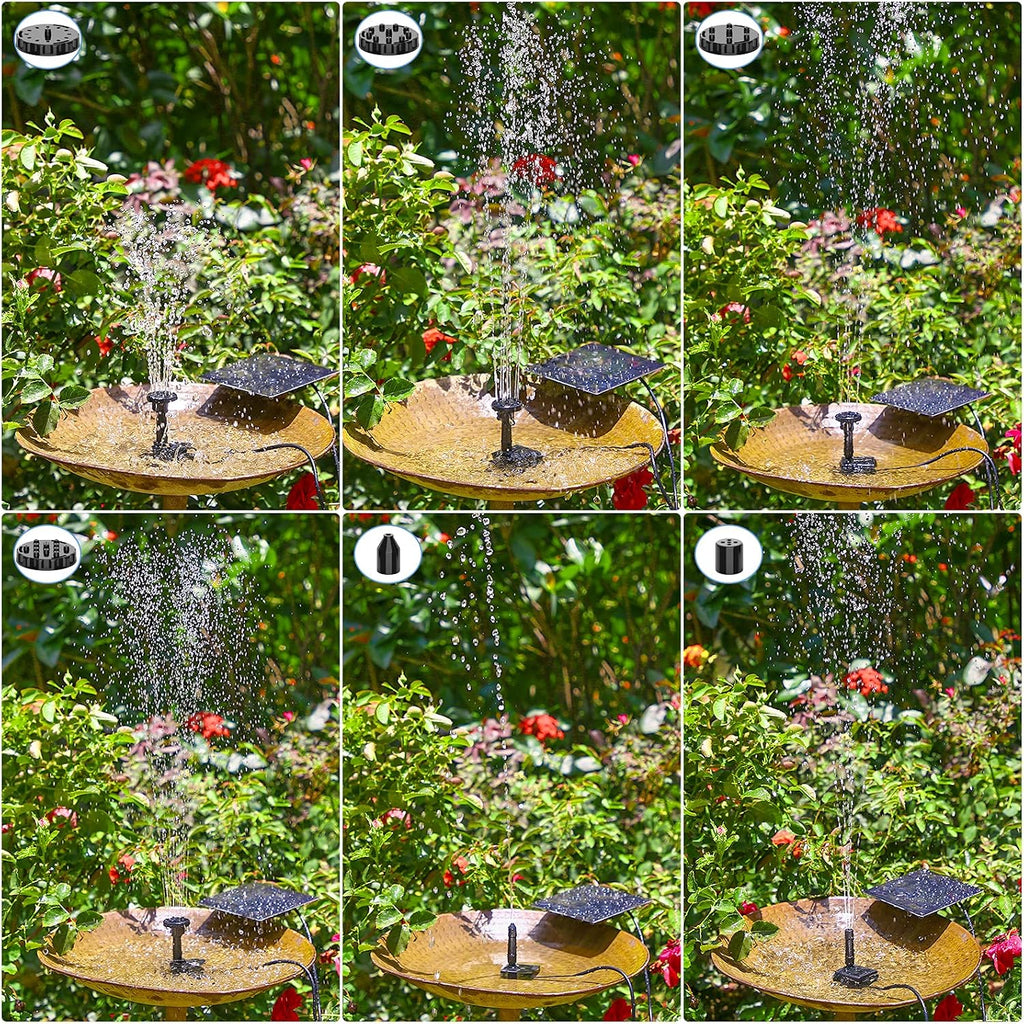 Aisitin Diy Solar Water Pump Kit For Water Feature Outdoor With 6 Nozzles | 2026 Solar Fountain Pump, Solar Powered Water Fountain For Bird Bath, Ponds, Garden, Fish Tank