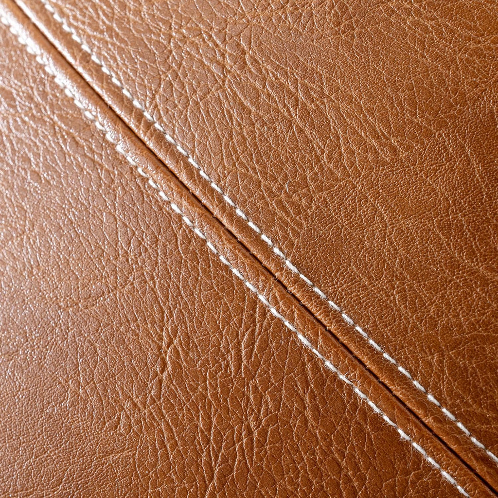 Fancy Homi Brown Boho Long Lumbar Faux Leather Body Decorative Throw Pillow Cover 14X36 Inch For Bedroom Couch Bed Sofa Bench, Hand Stitched Stylish Pillowcase, Rustic Modern Farmhouse Room Decor