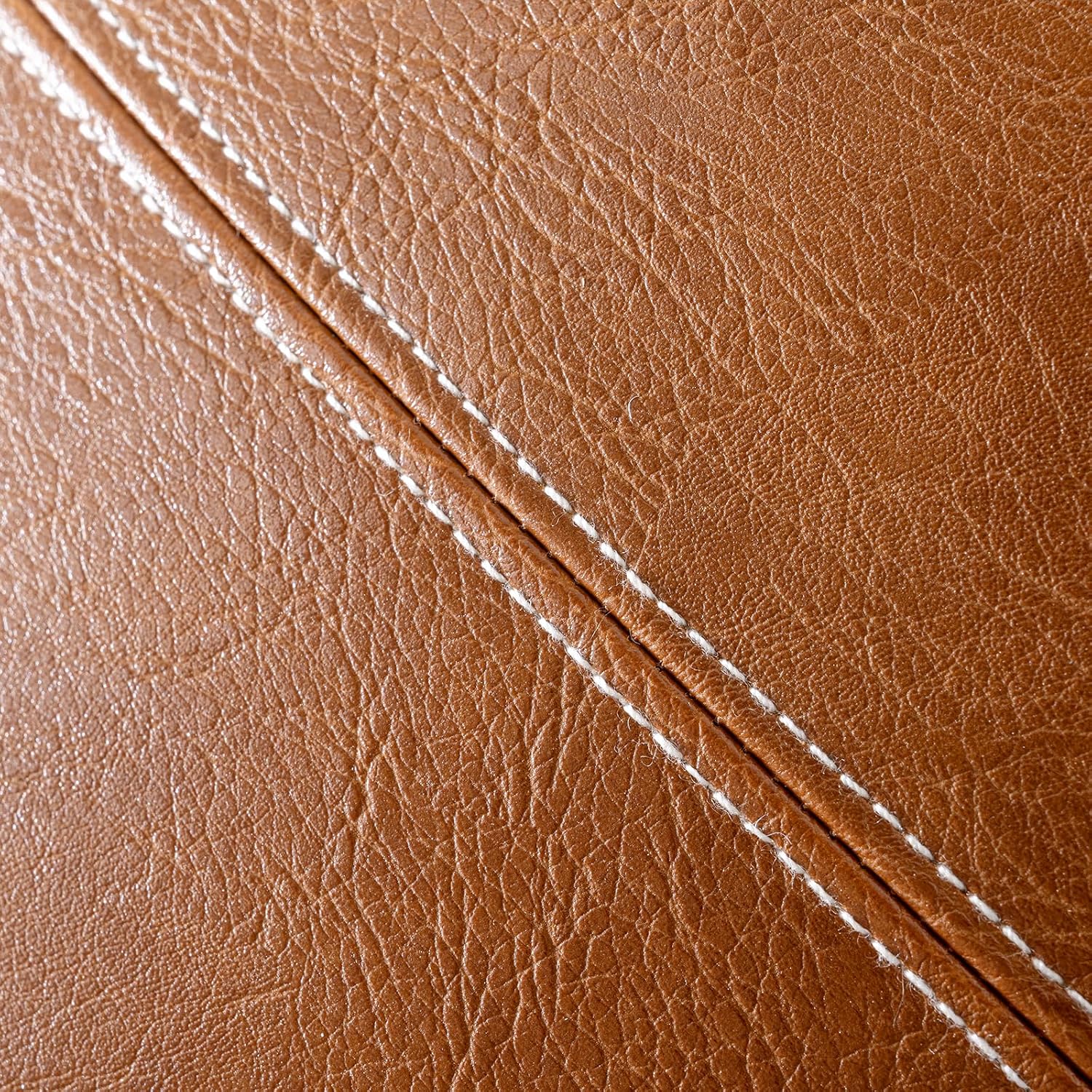Fancy Homi Brown Boho Long Lumbar Faux Leather Body Decorative Throw Pillow Cover 14X36 Inch For Bedroom Couch Bed Sofa Bench, Hand Stitched Stylish Pillowcase, Rustic Modern Farmhouse Room Decor
