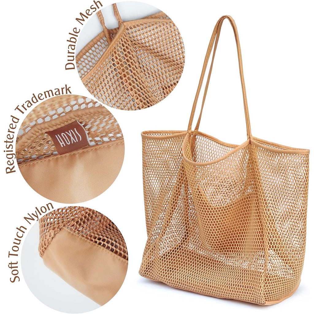Hoxis Mesh Beach Tote Womens Shoulder Handbag