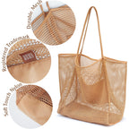 Hoxis Mesh Beach Tote Womens Shoulder Handbag