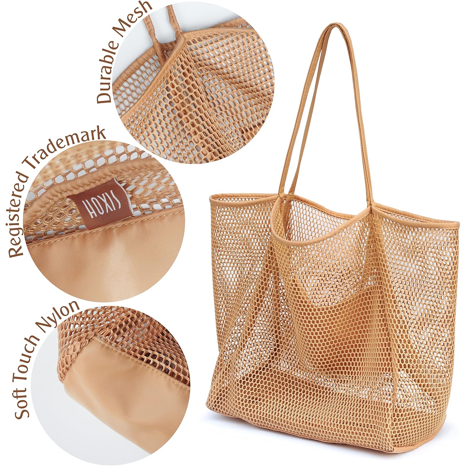 Hoxis Mesh Beach Tote Womens Shoulder Handbag