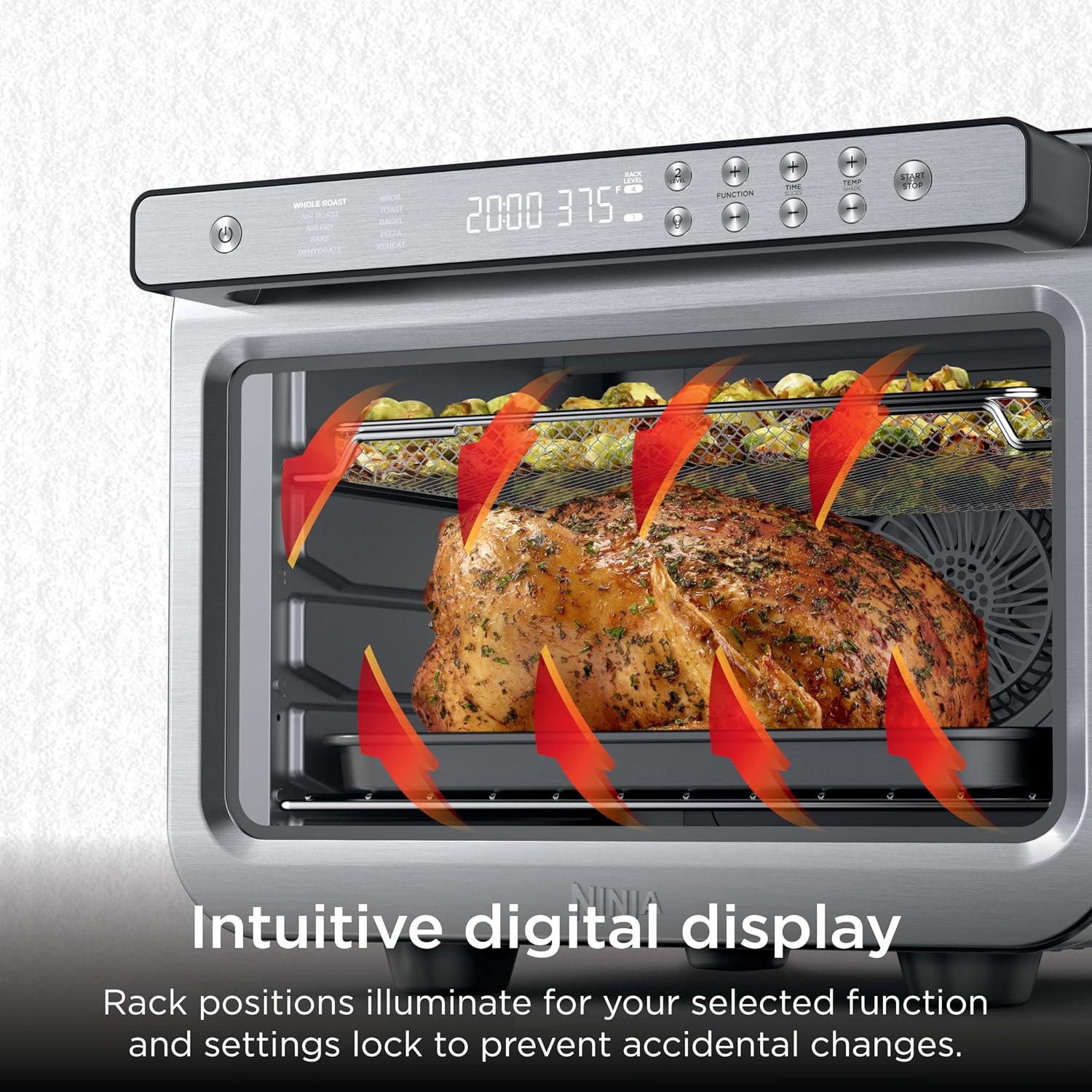 Ninja Air Fryer & Toaster Oven Combo | 10-In-1 Prestige Smart Xl Countertop Oven | Bake Up To 20 Cookies, Fit Up To A 12Lb Turkey | Pizza, Toast, Bake, Dehydrate | 1800 Watt | Stainless Steel | Dt501