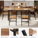 Ipormis 7-Piece Dining Table Set With 6 Chairs, 63" Extendable Kitchen Table & Chairs Set For 4-6, Dining Roomtable With Solid Metal Frame & Mdf Board, Perfect For Small Space, Easy Assembly, Walnut