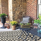 Waterproof Outdoor Rug 5X8 Ft, Plastic Reversible Rug, Modern Area Rug, Large Floor Mat For Outdoors, Rv, Patio, Backyard, Deck, Picnic, Beach, Camping, Black & Beige
