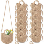 Straw Purses For Women Semi Circle Rattan Straw Purses Bulk With Handles For Women Wedding Guests Bridesmaid Gifts