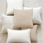 Topfinel Beige White Boucle Pillow Cover Set of 4 Complete Sofa Layering Set Modern Farmhouse & Neutral Chair Sofa Couch Bedding Room Decor (12"x20"x2,18"x18",20"x20")