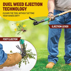Papa'S Tools Weed Puller Tool, 44" Stand Up Weeder Garden Tools & 4 Claw Steel Head, Dual Weed Eject Tech. Made With Real Bamboo & Long Wooden Handle, Yard Weeding Remover For Gardening Men & Women
