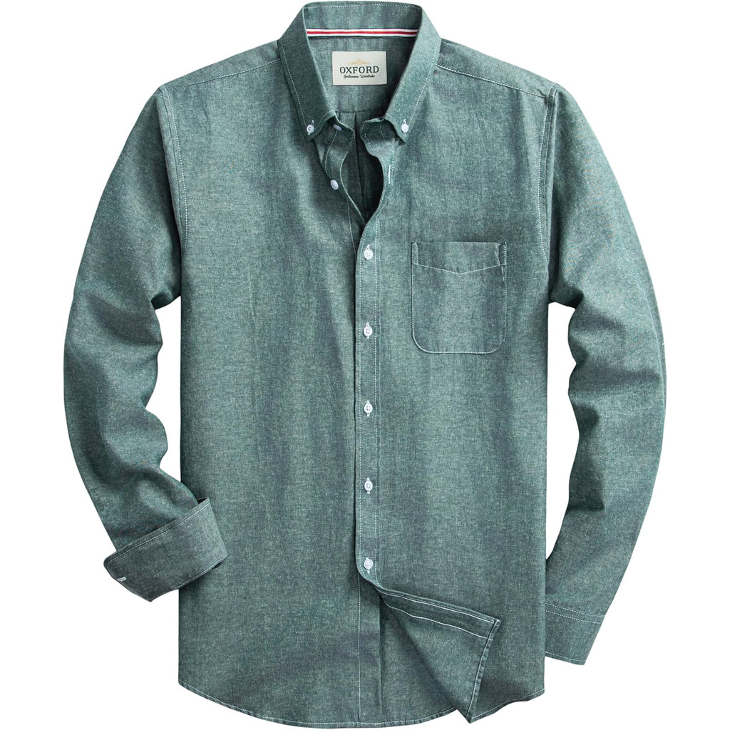 Mens Oxford Shirts Long Sleeve Slim Fit Lightweight Casual Button Down Shirts With Pocket