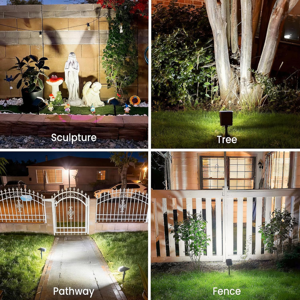 Jejot Solar Lights Outdoor Waterproof Ip65, Super Bright Led With Lens, 6500K 2 Lighting Modes, Solar Powered Yard Garden Solar Spot Lights For Outside Landscape Auto On/Off - 6 Pack