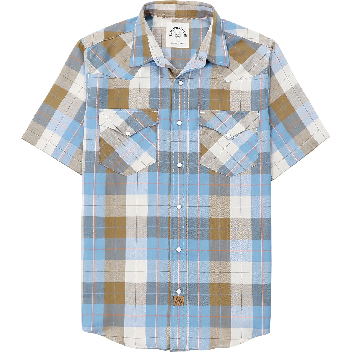 Dubinik® Viscose Made From Bamboo Mens Short Sleeve Shirts Plaid Shirt Western Cowboy Pearl Snap Casual Plaid Shirts For Men