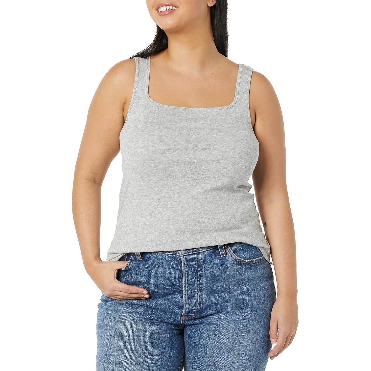 Amazon Essentials Women'S Slim Fit Square Neck Tank Top