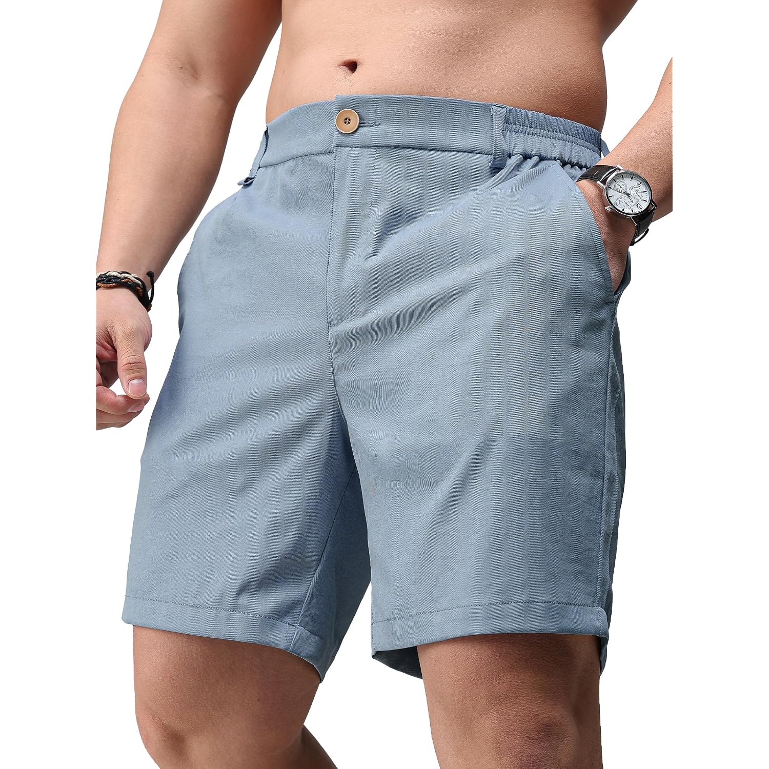 Jotook Mens Casual Shorts 7 Inch Lightweight Golf Shorts Summer Quick Dry Elastic Waist Hiking Short With Pockets