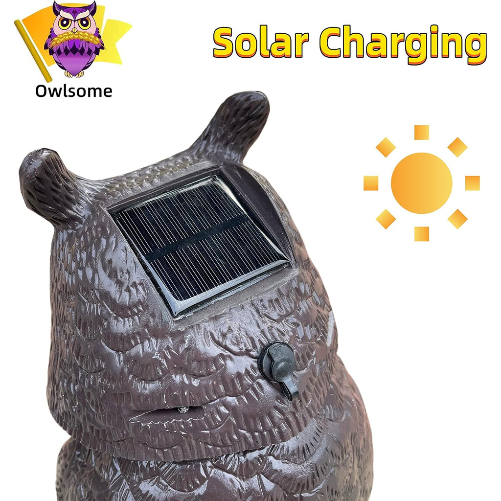Solar Owl With Glowing Eyes, Rotating Head, Hoot Sound, Motion Detector And Silent Mode, Plastic Owl Garden Sculpture, Garden Decoration